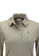 Women's Wide Collar T-Shirt - Khaki Beige