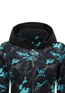 Women's Camo Pattern Hooded T-Shirt Cardigan - Aqua Blue