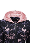Women's Camo Pattern Hooded T-Shirt Cardigan - Light Pink