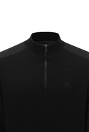 Men's Textured Windproof Half Zip Sweater - Black