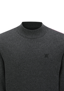 Men's Mock Neck Windproof Two Tone Sweater - Melange Grey