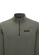 Men's Textured High Neck Half Zip T-Shirt - Dark Grey