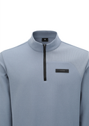 Men's Textured High Neck Half Zip T-Shirt - Light Blue