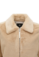 Women's Short Sleeve Fur Jacket - Light Beige