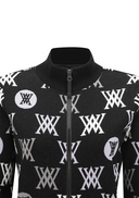 Women's Color Logo Pattern Sweater Cardigan - Black