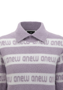 Women's Striped Logo Mock Neck Sweater - Lavender