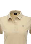 Women's Solid Short Sleeve Collar T-Shirt - Beige
