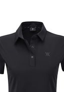 Women's Solid Short Sleeve Collar T-Shirt - Black