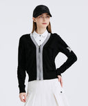 Women's Big Logo Intarsia Zip-Up Cardigan - Black