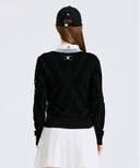 Women's Big Logo Intarsia Zip-Up Cardigan - Black