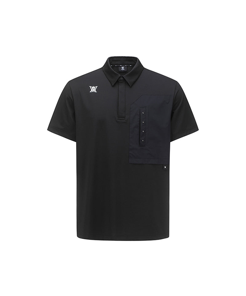Men's Front Chest Pocket Short T-Shirt - Black