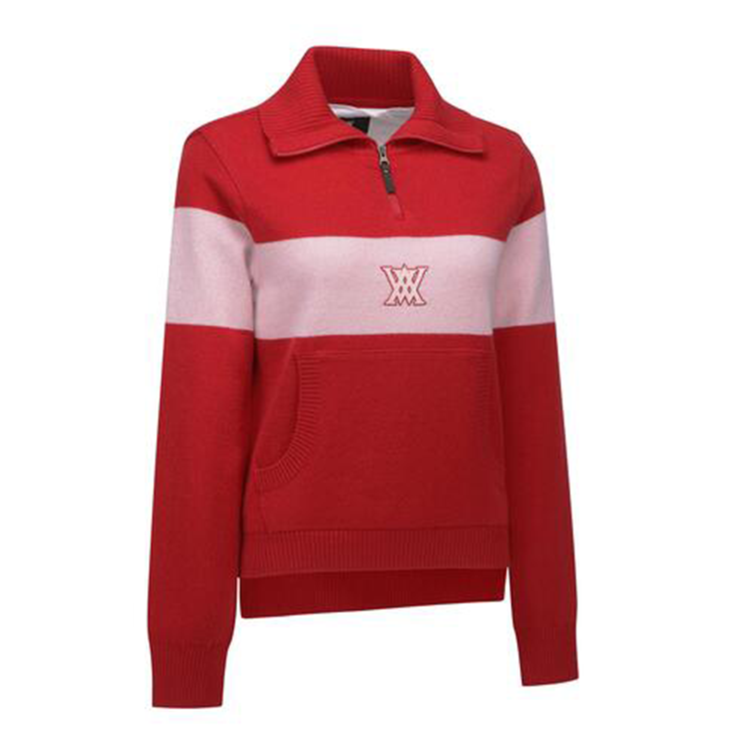 ANEW Golf Women's Big Collar Half Zip-UP Pullover - Red