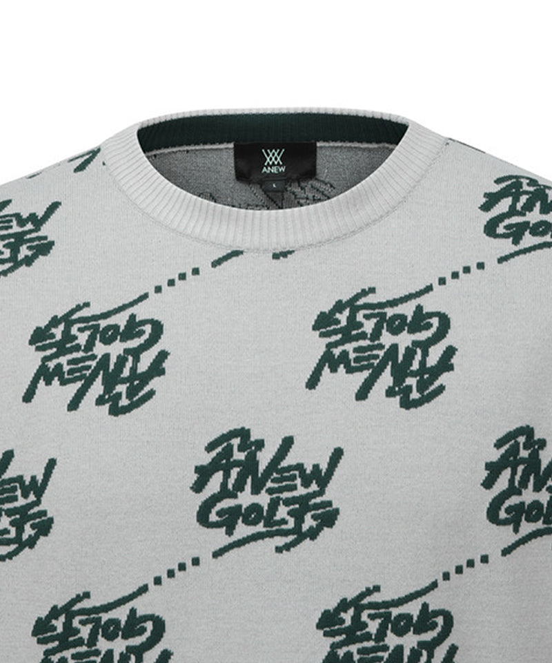 【ANEW GOLF】\tM LOGO PATTERN JACQUARD PULLOVER /追跡付 Men's Logo Pattern Jacquard Pullover - Gray – Anew Golf USA