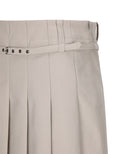 Women's Buckle Point Pleats Skirt - Light Beige