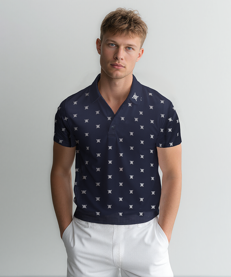 GG Men's Monogram Short Sleeve T-Shirt - Navy