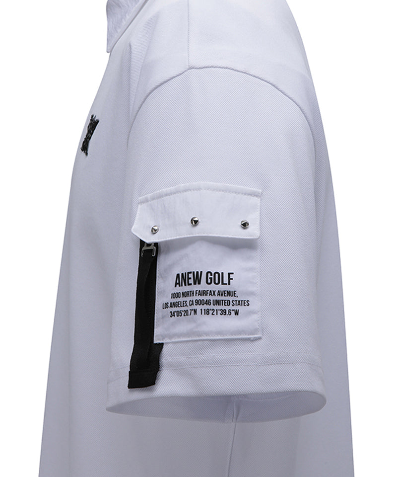 Men Sleeve Pocket Short T-Shirt - White
