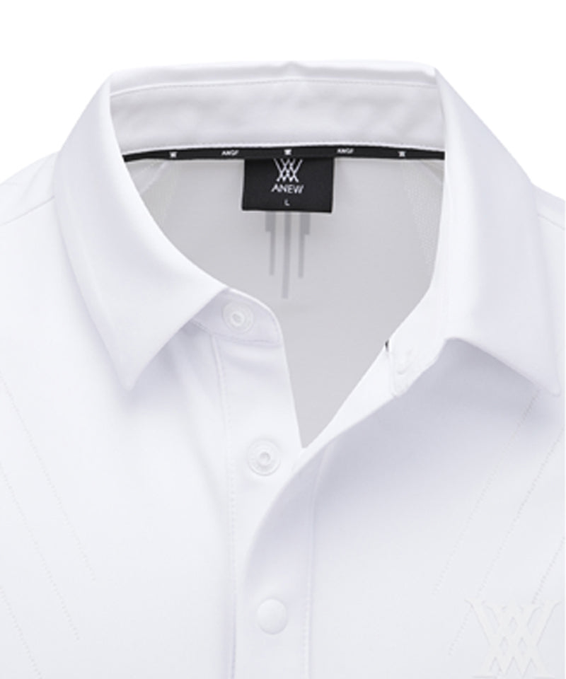 ANEW GOLF Men's SM Black Finish Jacquard Short T-Shirt - White