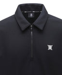 Men's Collar Half Zip Long T-shirt - Black