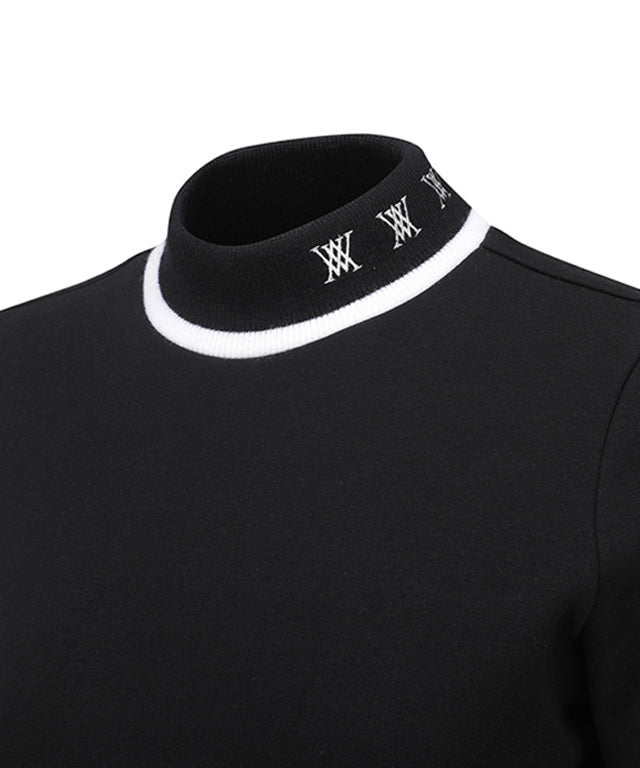 Women's Nap High Neck Long T-shirt - Black