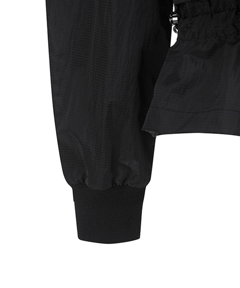 Women's Shirring Point MA-1 Jacket - Black