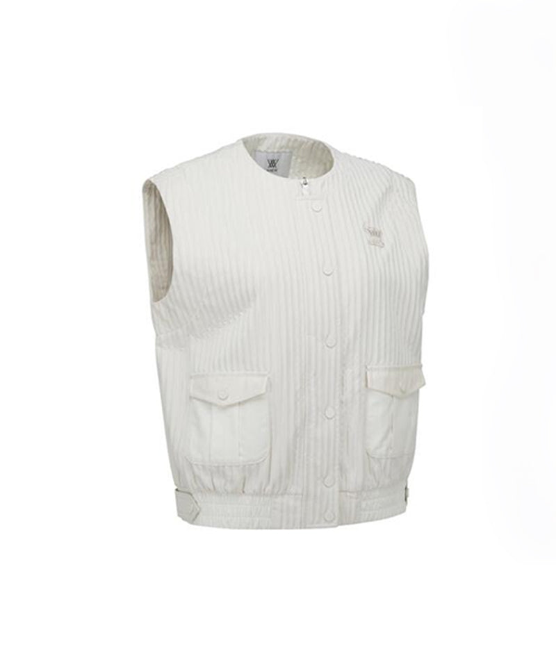 Women's Pocket Pleats Point Vest - Ivory