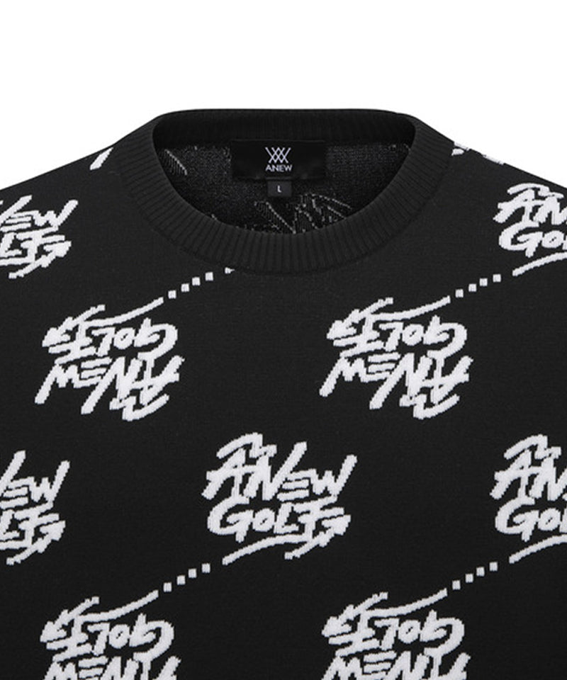 Men's Logo Pattern Jacquard Pullover - Black