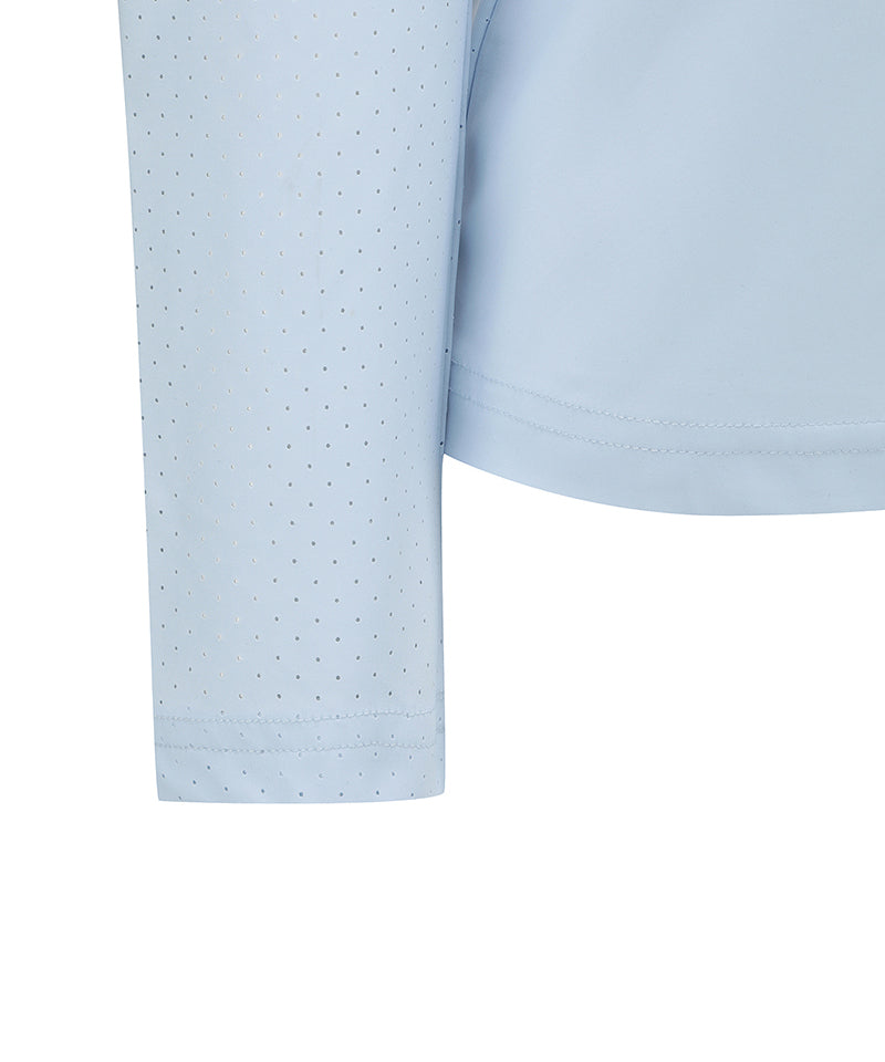 Women's Back Ventilation Logo Tape Point Long T-Shirt - S/Blue