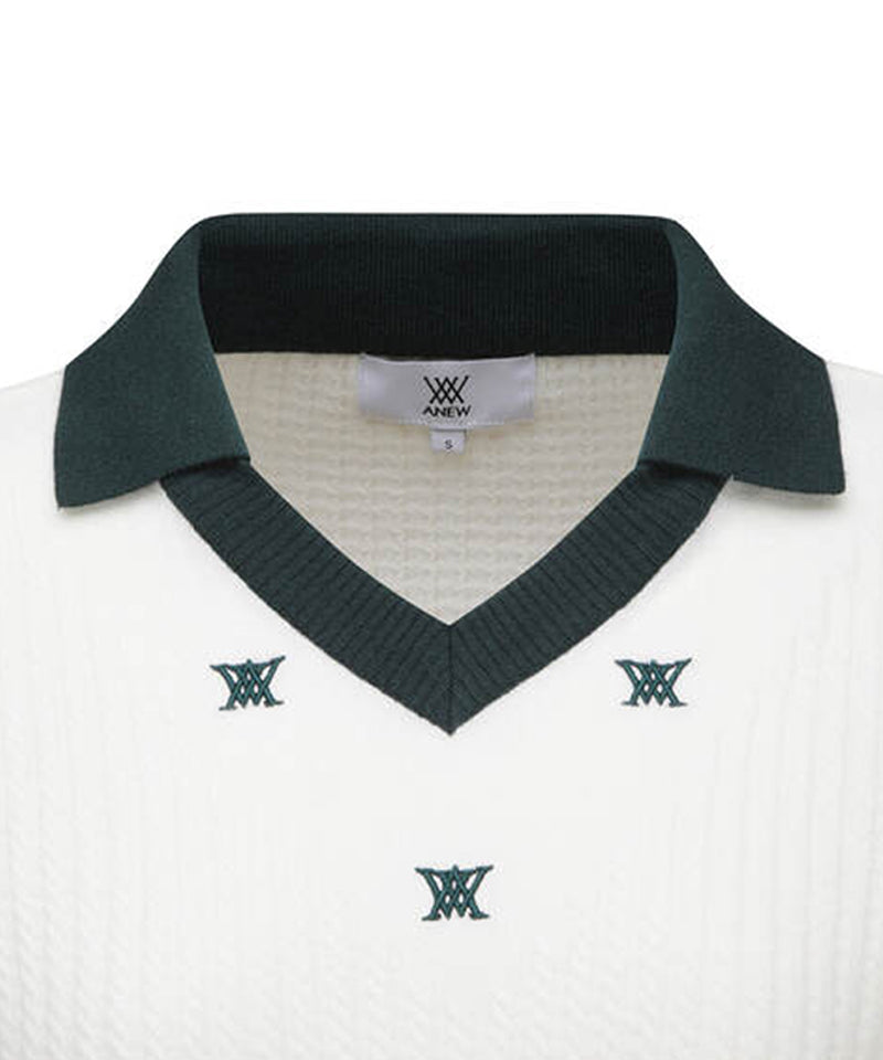 Women's Logo Point Cable Sweater - Off-White