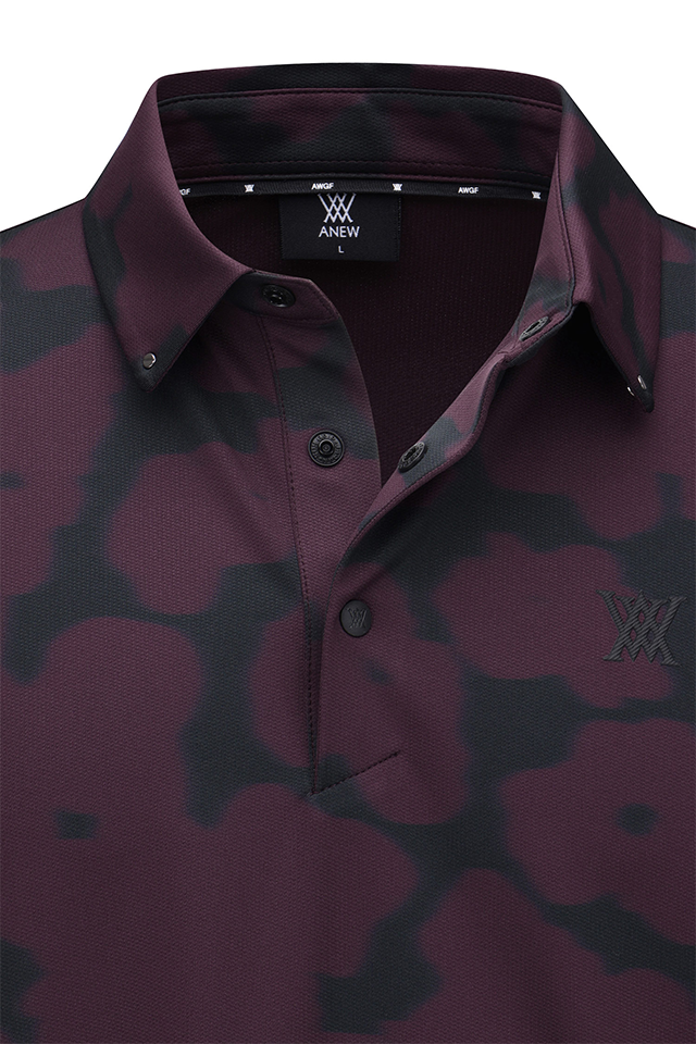 Men's FA Flower Pattern Short T-Shirt - Burgundy