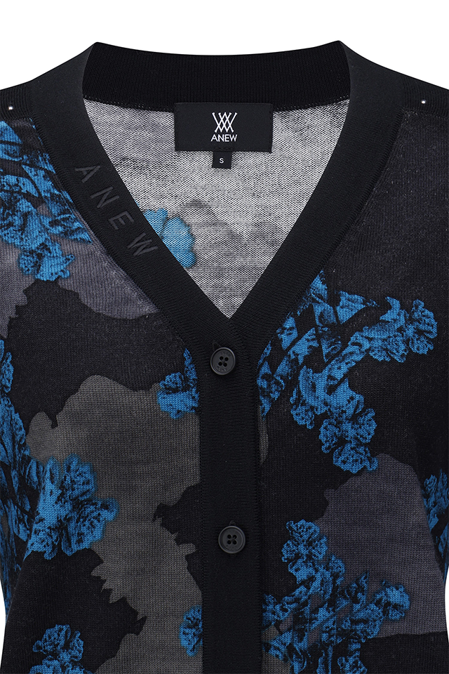 Women's FA Flower Pattern Knit Cardign - Black