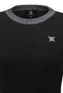 [Signature] Women's Stripe Textured Pullover - Black
