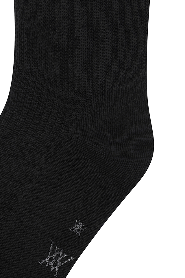 Women's Logo Point Knee Socks - Black