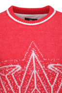 Women's WI Fuzzy Logo Point Sweater - Red