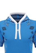 Women's Paisley Hooded Short Sleeve Sweater - Blue