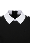 [Signature] Women's Mesh Patch Short Sleeve Sweater - Black