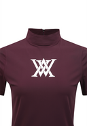 Women's Back Zip Mock Neck T-Shirt - Wine