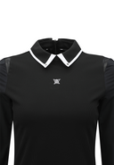 [Signature] Women's Mesh Hybrid Long T-Shirt - Black