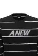 Men's Stripe Round Sweater - Black