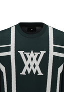 Men's Line Blocked Round Sweater - Dark Green