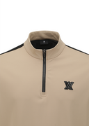 Men's Half Zip T - Shirt - Beige