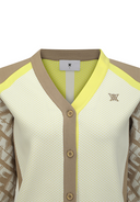 Women's Pattern Blocked Knit Cardigan - Dark Beige