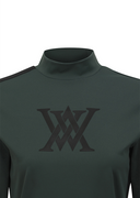 Women's Line Point Mock Neck T-Shirt - Dark Green