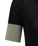 Women's Collar Color Combination Mesh Half SL - Black