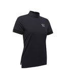 Women High Neck Zipper  Point Shot T-Shirt - Black