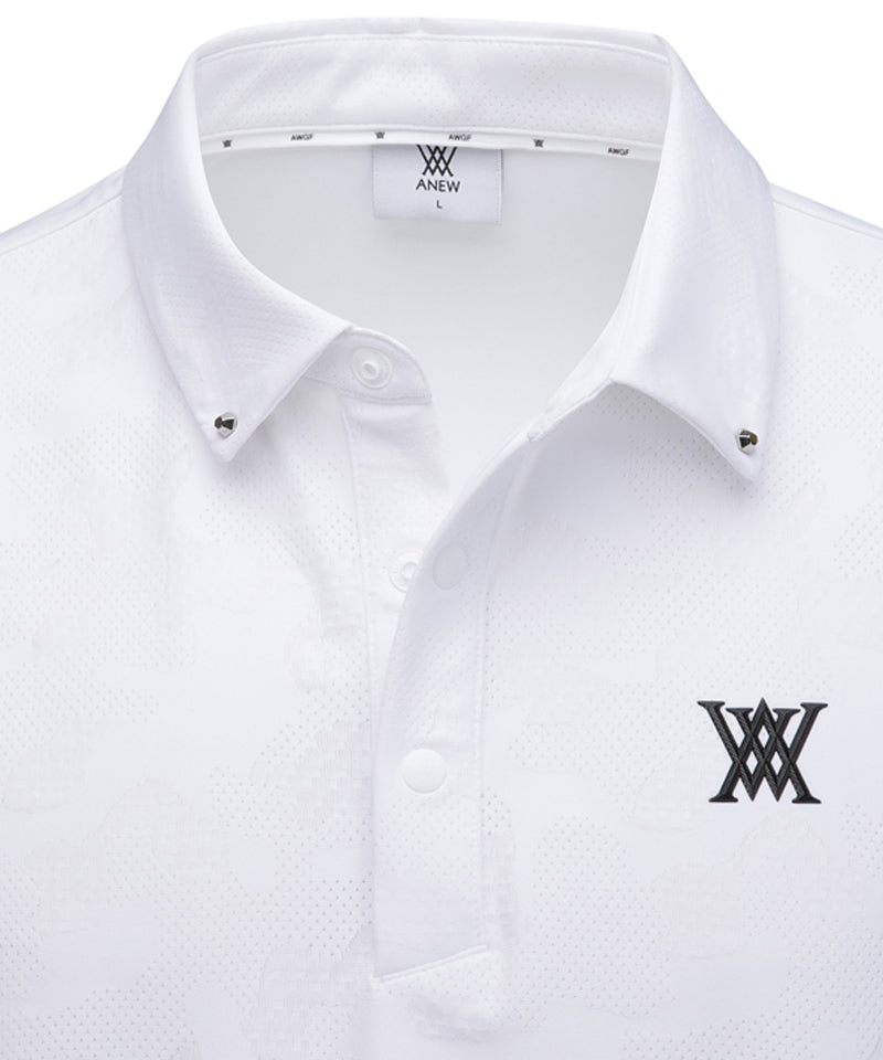 ANEW GOLF Men's SM Jacquard Hybrid Short T-Shirt - White