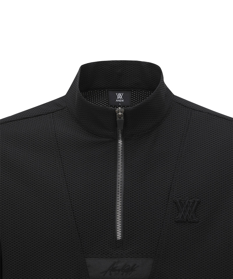 ANEW GOLF Men's SM Half Zip Short T-Shirt - Black