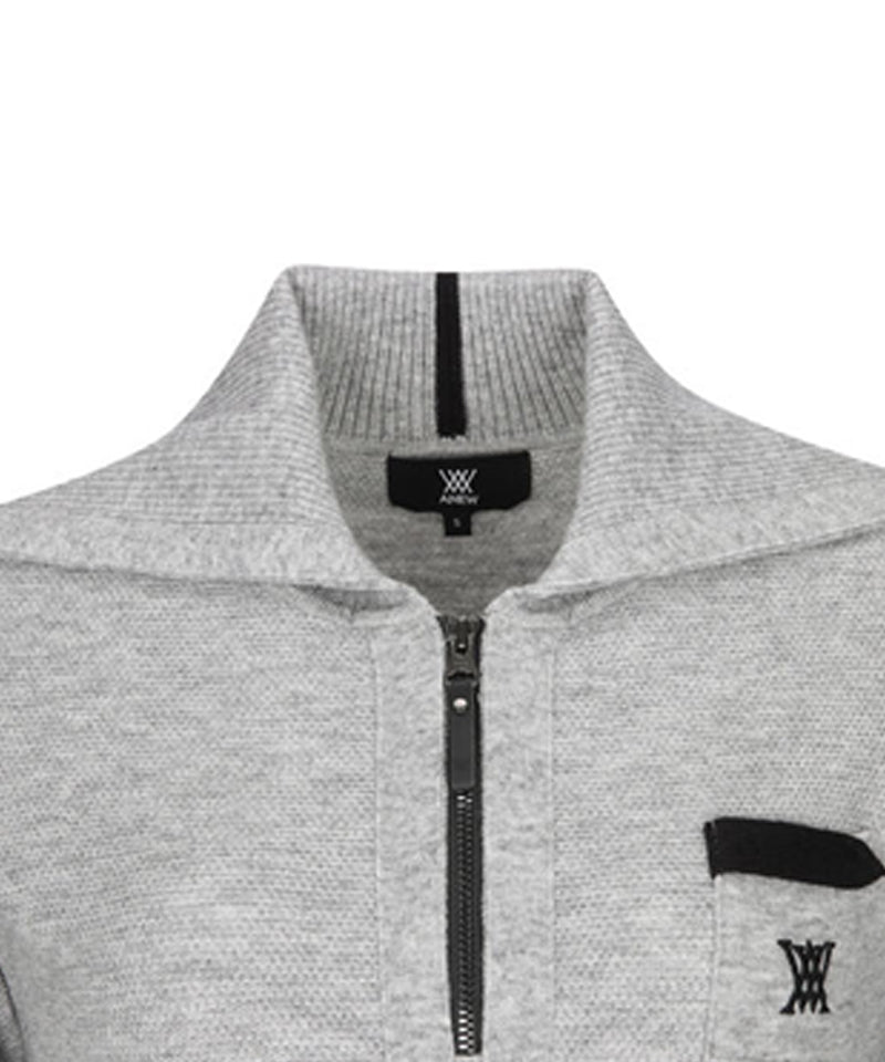 Women's Wide Collar Half Zip-Up Pullover - Mellange Gray