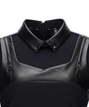 Women's  Leather Mixed One-Piece - Black