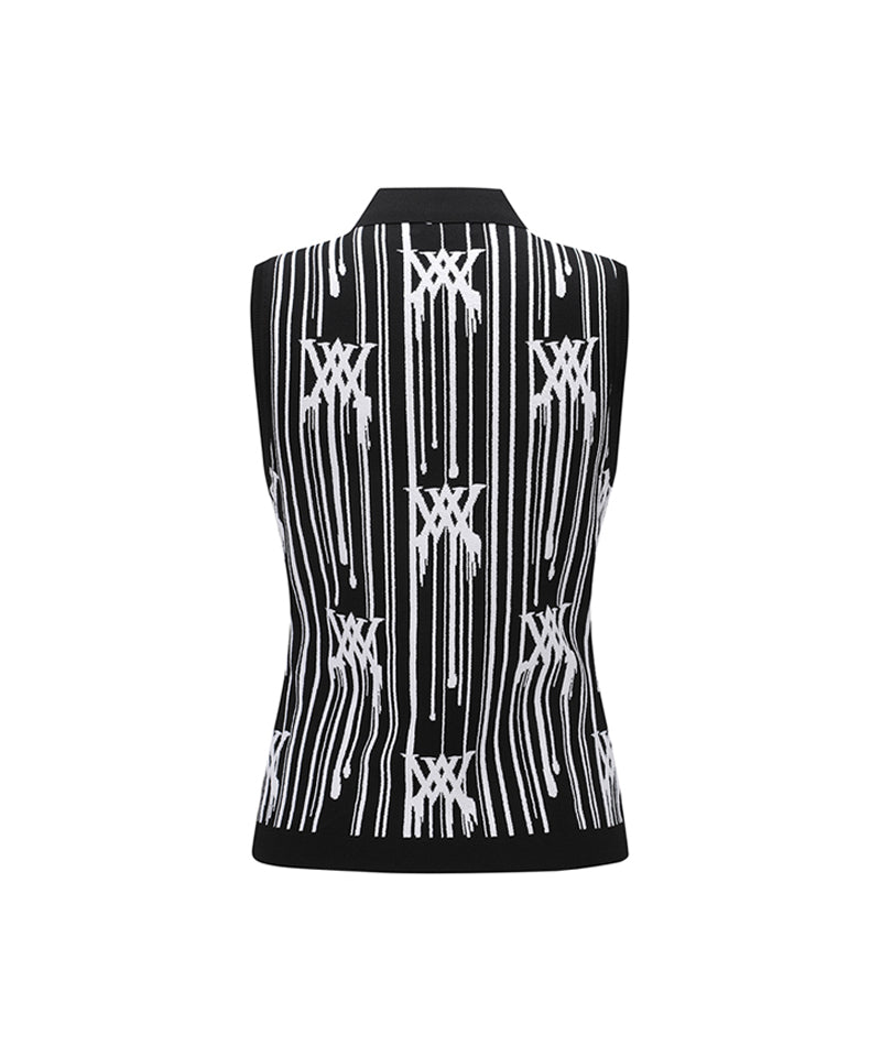 Women Rain Logo Sleeveless Sweater - Black