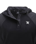 Women's Wooven Blocked Longsleeve Hoodie - Black